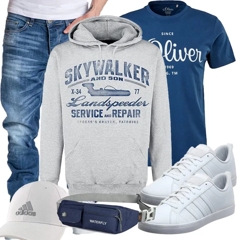 Blau Tasche WATERFLY kombinieren mit Grau Trachtenmode Adidas