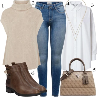 Outfit sa Siva/Bijela Bluza Tom Tailor Denim "Tvoj otmjeni outfit"