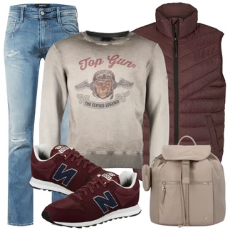 Outfit mit Grau Sweatshirt Top Gun "Herbst outfit"