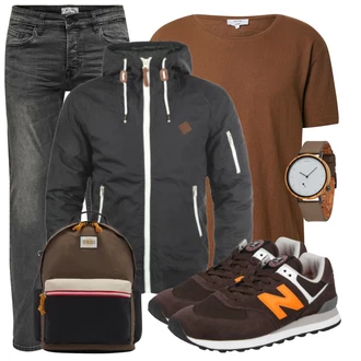 Outfit mit Schwarz Sneaker/Leder Sneaker New Balance "Herbstlicher Look"
