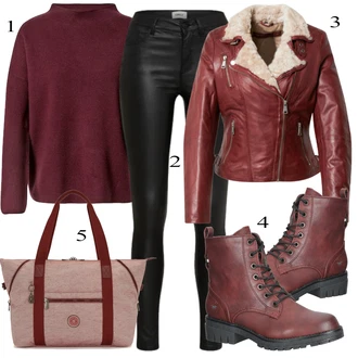 Outfit s Červená Pletený Oděv Only "Ulice Styl Outfit"