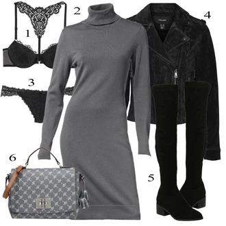 Outfit s Černá Podvazkový Pás/Tanga/Průsvitná kalhotka/Krajková podprsenka/Korselet/Korzetové prádlo/Krajkový Body/Brazilské Kalhotky/Korzet pod prsa Lascana "Praktický vzhled"