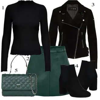 Motorka Zima Outfit s Černá Bunda Motorkářské Bund/Vlněná Bund/Bunda s Bočním Zipem/Motorkářská Bunda Freaky Nation "Trendový podzimní outfit"Look: Jízda na koni, Motorka