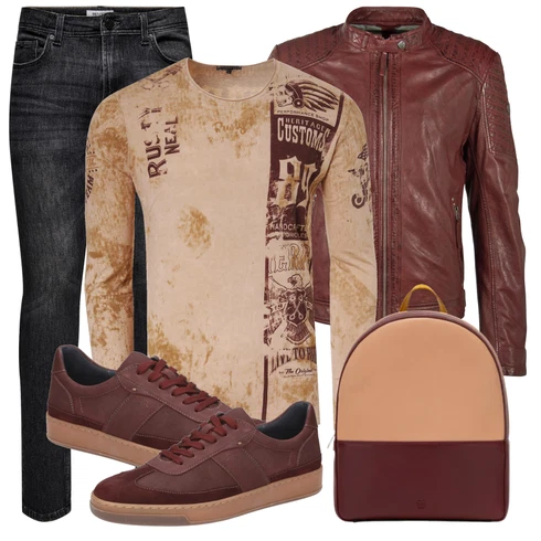 Rot Sneaker/Leder Sneaker Sioux kombinieren mit Rot Lederjacke Gipsy