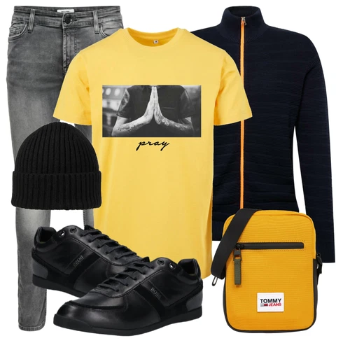 Orange Schultertasche Tommy Jeans kombinieren