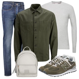 Outfit mit Schwarz/Grün Sneaker/Leder Sneaker New Balance "Outfit für den Herbst"