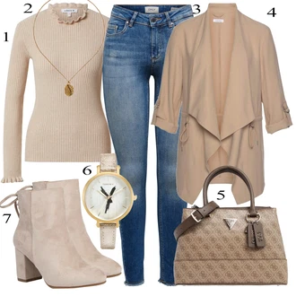 Vysoké Podpatky Outfit s Béžová/Hnědá Kotníková Bota Na Podpatku/Zimní kotníková bota/Kotníková Bota s Podšívkou/Letní kotníková kozačka/Šněrovací Kotníková Bota About You "Elegantní vzhled"