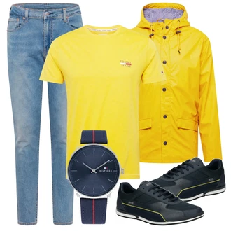 Outfit mit Gelb Sommerjacke/Regenjacke Derbe "Perfekt für den Herbst"