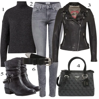 Outfit sa Crna Kožna Jakna Freaky Nation "Tvoj otmjeni outfit"