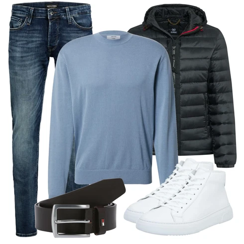 Schwarz Sommerjacke Strellson kombinieren mit Schwarz Gürtel Tommy Hilfiger