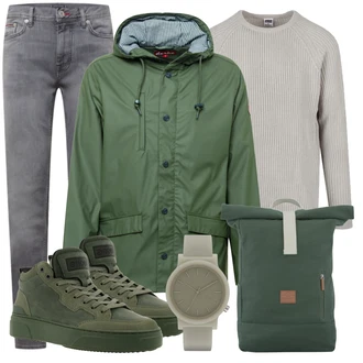 Outfit mit Grau Sommerjacke/Regenjacke Derbe "Perfekt für den Herbst"