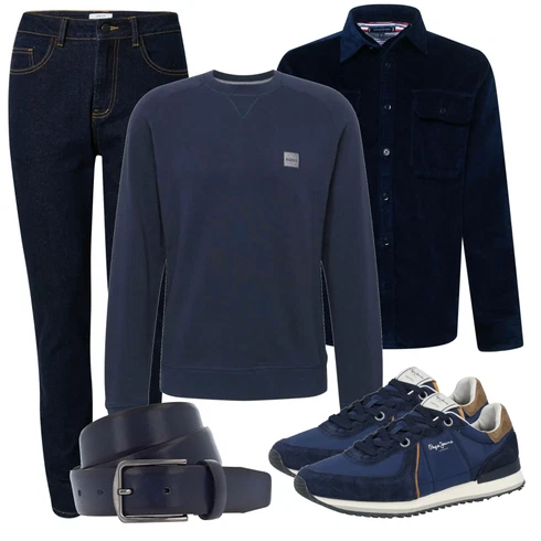 Schwarz Große Größe Sweatmode Boss kombinieren mit Mischfarben Casual Hemd Tommy Hilfiger