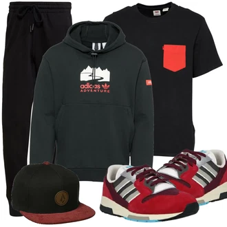 Outfit mit Blau Hut Volcom "Praktischer Look"