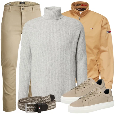 Braun Sommerjacke Tommy Jeans kombinieren mit Strickjacke DAN FOX APPAREL