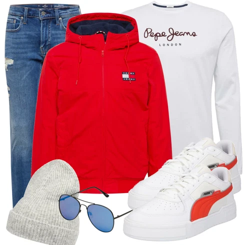Weiß Sonnenbrille SELECTED HOMME kombinieren mit Sommerjacke Tommy Jeans