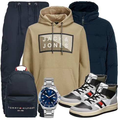 Schwarz Rucksack Tommy Hilfiger kombinieren