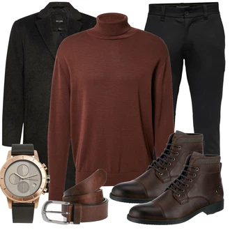 Outfit mit Rot Strickjacke DAN FOX APPAREL "Alltags Outfit"