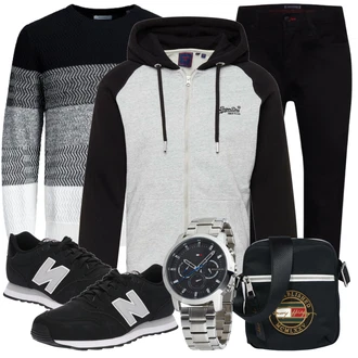 Outfit mit Schwarz Sneaker/Leder Sneaker New Balance "Alltags Outfit"