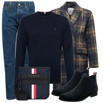 Outfit mit Schwarz Stiefel Tommy Hilfiger "Alltagsoutfit"