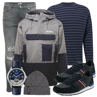 Outfit mit Schwarz/Grau Sportjacke Columbia "Alltagsoutfit"