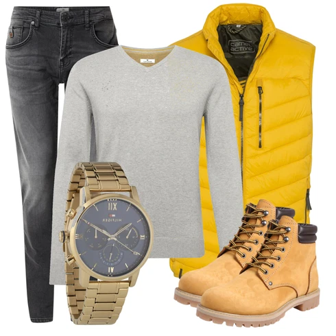 Schwarz Jeans LTB kombinieren mit Braun Schuh Stiefel Jack & Jones