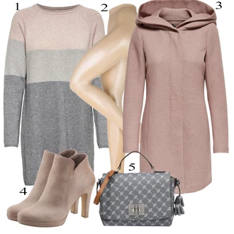 Outfit s Růžová/Hnědá/Fialová Zimní Kabát Vlněný kabát/Lodenový kabát/Pletený Kabát/Kabát s Kapucí/Pletený Fleecový Kabát/Kašmírový Kabát/Vlněný Fleecový Kabát Only "Podzimní Look"