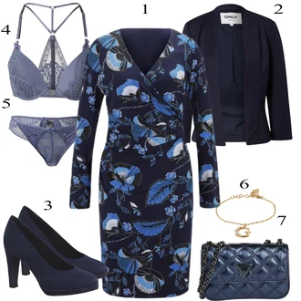Outfit s Modrá Podprsenka HUNKEMÖLLER, Šedá Kalhotky HUNKEMÖLLER "Večerní outfit"