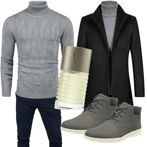 Grau Jacke Winter Parka COOFANDY kombinieren