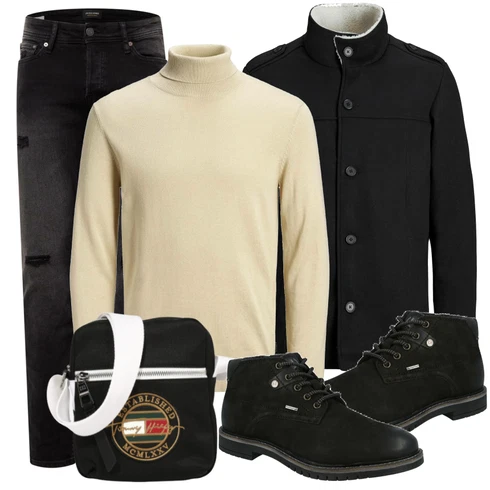 Schwarz Sommerjacke Jack & Jones kombinieren mit Beige/Rosa/Blau Strickjacke Jack & Jones