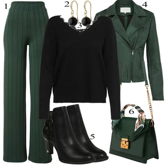 Outfit s Černá Kožené Bund Vila "Elegantní vzhled"