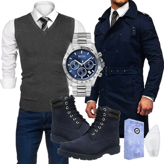 Outfit mit Blau Pullunder iClosam "Business Outfit"