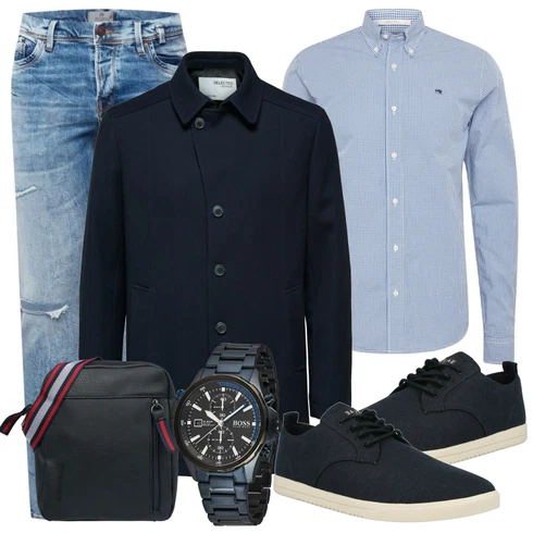 Blau Casual Hemd SCOTCH & SODA kombinieren mit Schwarz Uhr Boss