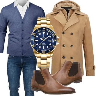 Outfit mit Braun Wintermantel/Winter Parka Allthemen "Casual Business Outfit"