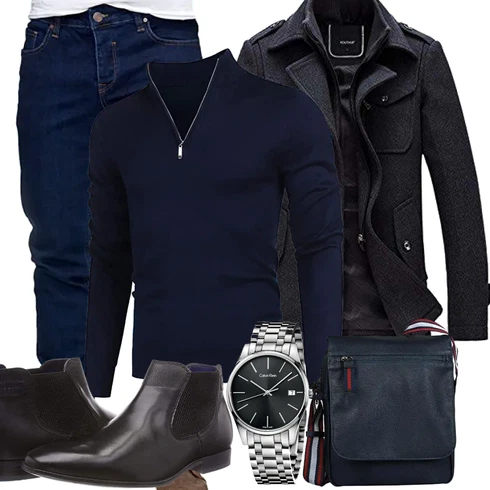Blau Overall/Wintermantel/Winter Parka YOUTHUP kombinieren mit Jeans