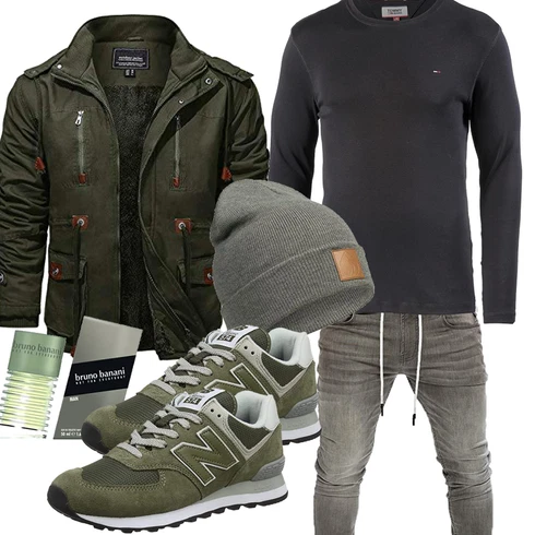 Grau Hut/Winter Parka Occulto kombinieren