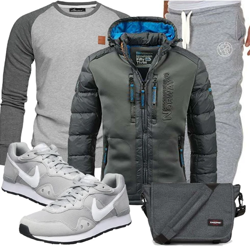Grau/DunkelBlau/Dunkelgrau/Blau/Dunkelgrün Skijacke/Thermojacke/Kunstfaserjacke/Außergewöhnliche Jacke/Trachtenstrickjacke/Hybridjacke/Outdoorjacke/Puffer Jacke/Kapuzenjacke/Isolationsjacke/Winterjacke Geographical Norway kombinieren