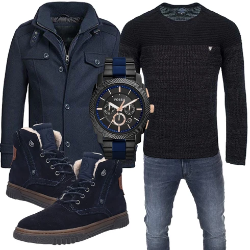 Blau Overall/Wintermantel/Winter Parka Indicode Jeans kombinieren