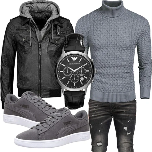Grau Overall/Jacke Winter Parka COOFANDY kombinieren