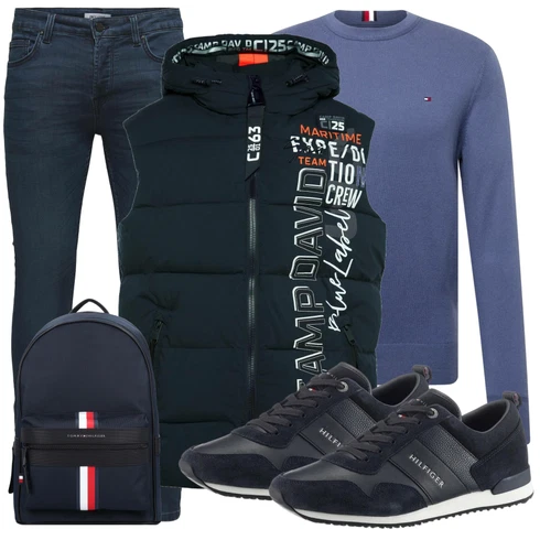 Weiß Große Größe kombinieren mit Schwarz Rucksack Tommy Hilfiger
