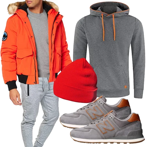 Rot Hut/Winter Parka kombinieren