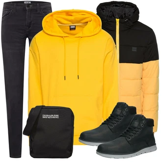 Outfit mit Gelb Winterjacke Urban Classics "Freizeit Outfit"