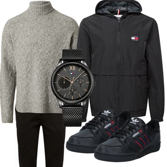 Outfit mit Grau Strickjacke about you x kevin trapp "Freizeit Outfit"