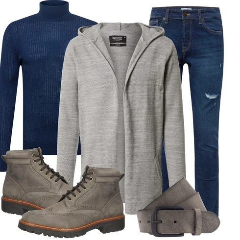 Grau Strickjacke Indicode Jeans kombinieren