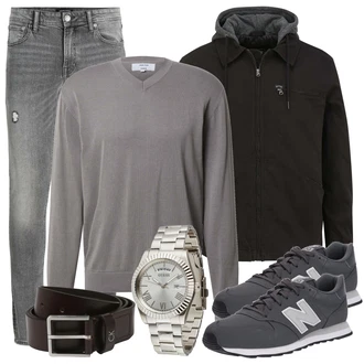 Outfit mit Schwarz Sneaker/Leder Sneaker New Balance "Freizeit Outfits"