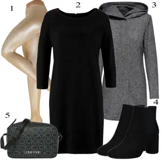 Outfit s Šedá/Tmavě šedá/Tmavě modrá/Tmavě zelená Zimní Kabát Vlněný kabát/Vlněný Fleecový Kabát/Lodenový kabát/Kabát s Kapucí/Pletený Fleecový Kabát Only "Ulice Styl Outfit"