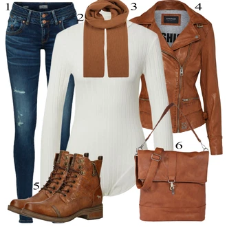 Zapínání na knoflíky Outfit s Krémová/Bílá Tričko & Top Pletený top/Roláková Košile Edited "Praktický vzhled"
