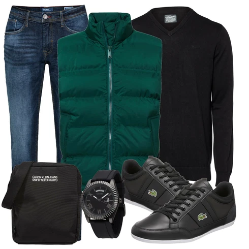 Schwarz Strickjacke Petrol Industries kombinieren mit Schwarz Uhr Guess