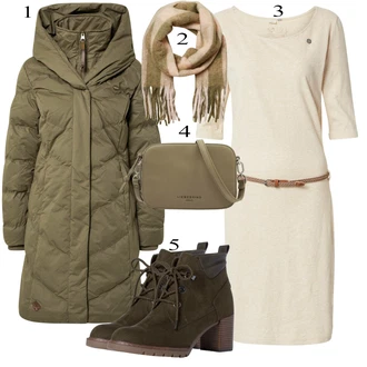 Outfit s Černá Kozačka MARCO TOZZI "Ulice Styl Outfit"