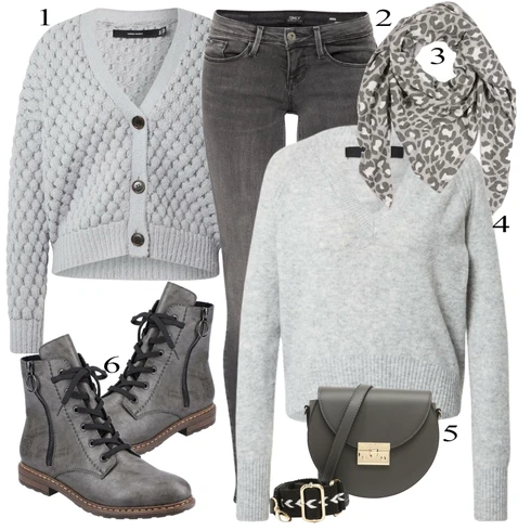 Kombinace Šedá Pletený Oděv/Dlouhá Tylová sukně/Dlouhé Šaty/Svetrové Šaty/Dlouhý Zimní Kabát VERO MODA Kombinace Šedá Pletený Oděv/Dlouhá Tylová sukně/Dlouhé Šaty/Svetrové Šaty/Dlouhý Zimní Kabát VERO MODA