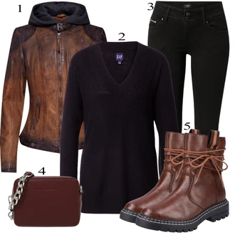 outfit mit Rdeča Škorenj Rieker "1"